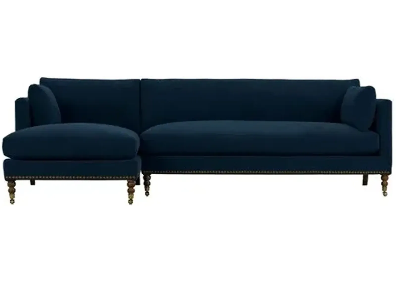 Margot Velvet Sectional Chaise - Blue - Comfortable, Sturdy, Stylish