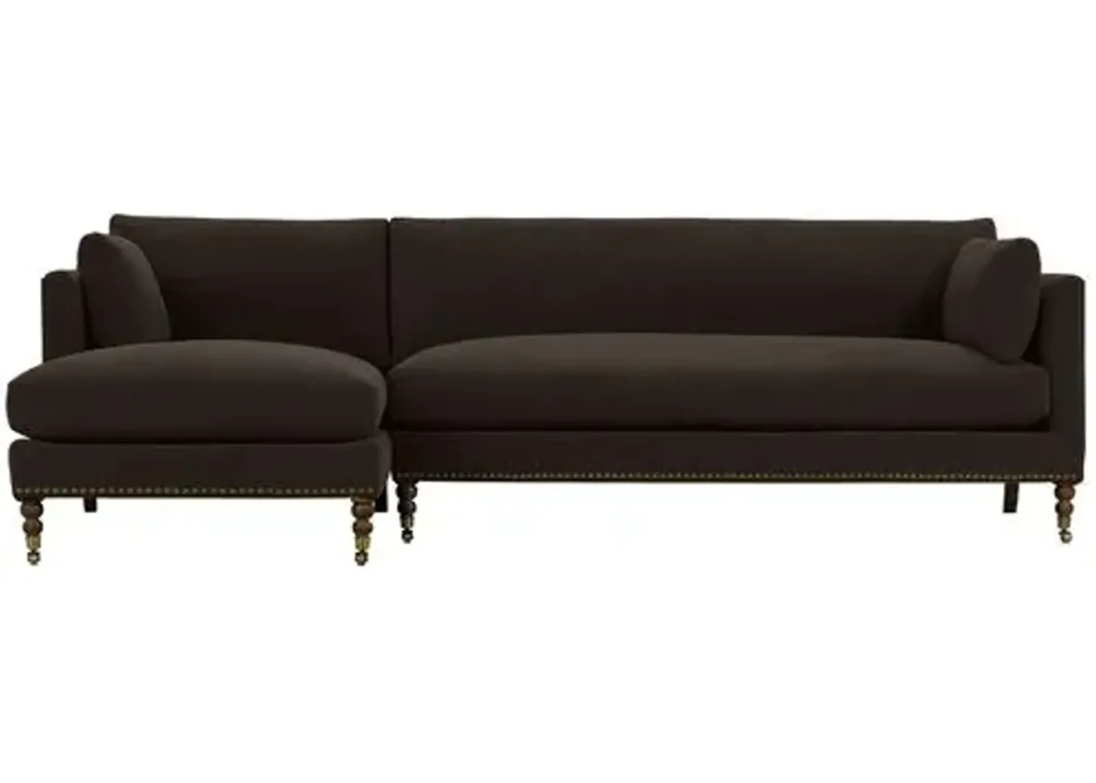 Margot Velvet Sectional Chaise - Brown - Comfortable, Sturdy, Stylish