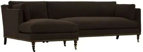 Margot Velvet Sectional Chaise - Brown - Comfortable, Sturdy, Stylish