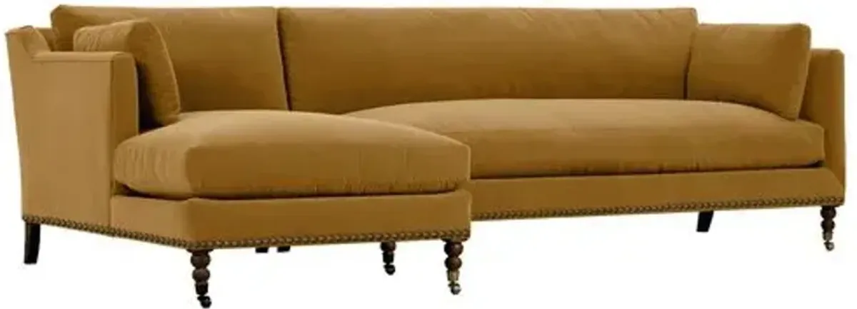 Margot Velvet Sectional Chaise - Brown - Comfortable, Sturdy, Stylish