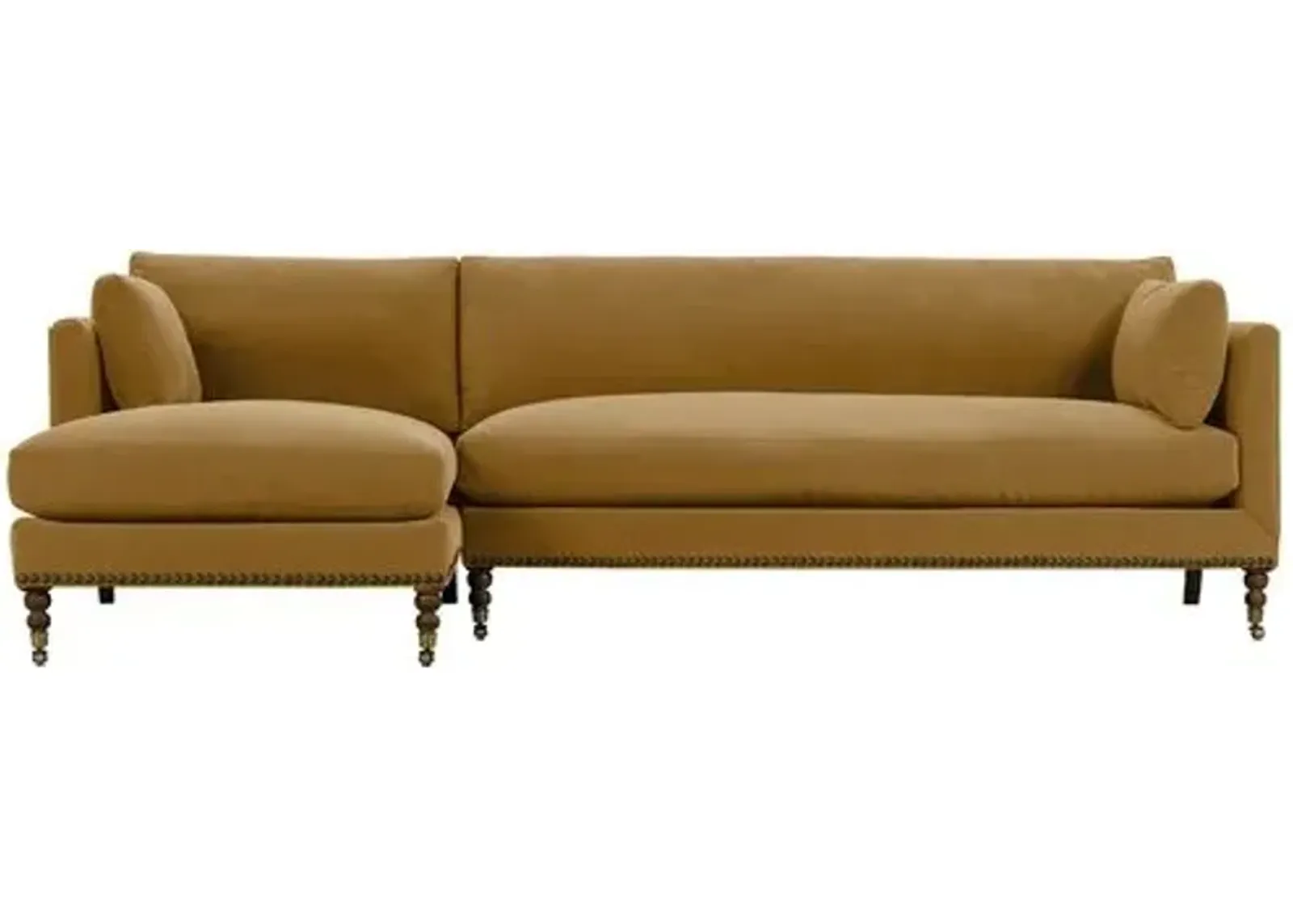 Margot Velvet Sectional Chaise - Brown - Comfortable, Sturdy, Stylish