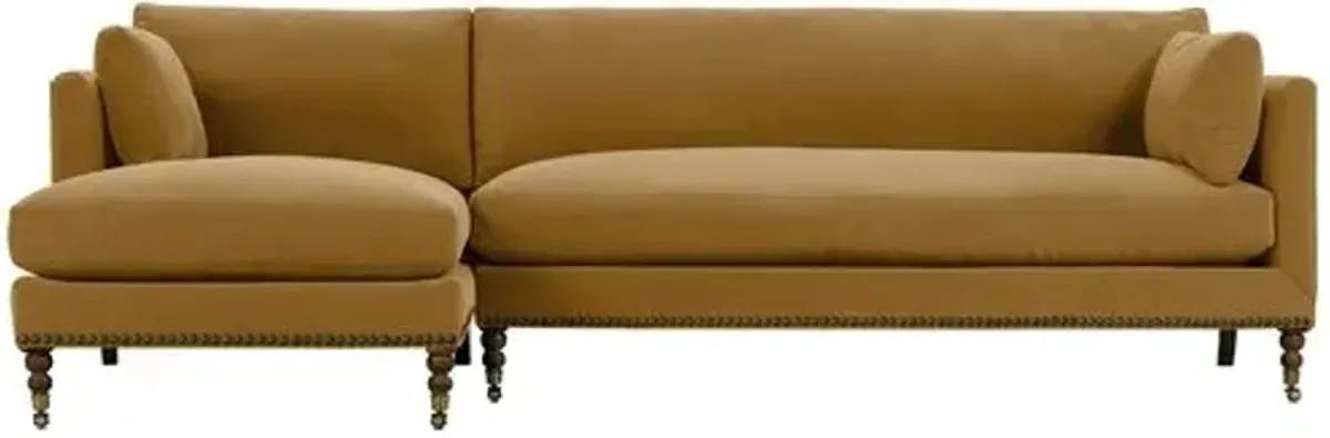 Margot Velvet Sectional Chaise - Brown - Comfortable, Sturdy, Stylish