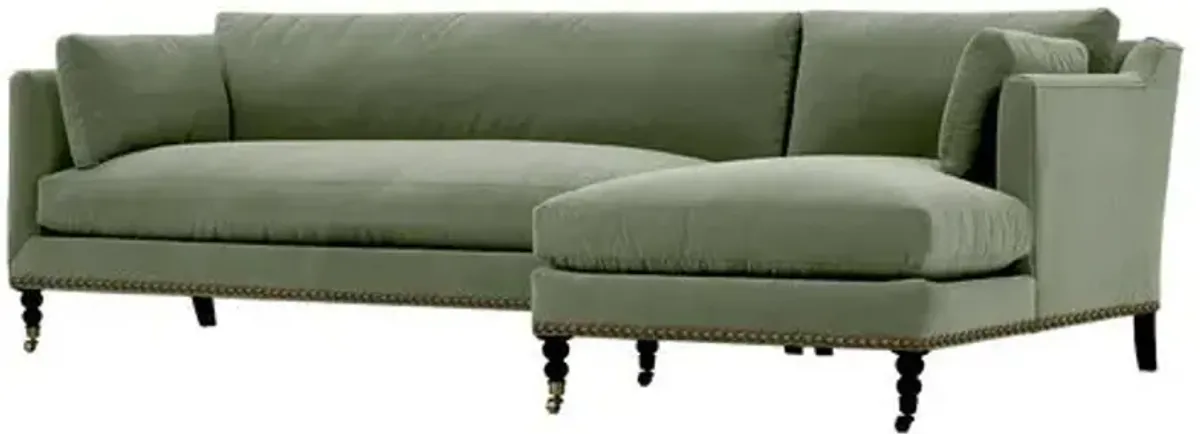 Margot Velvet Sectional Chaise - Green - Comfortable, Sturdy, Stylish