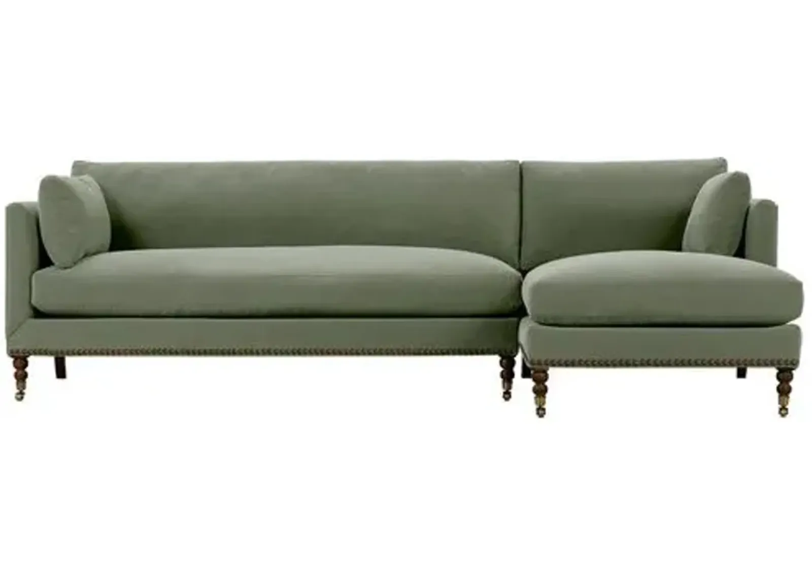 Margot Velvet Sectional Chaise - Green - Comfortable, Sturdy, Stylish