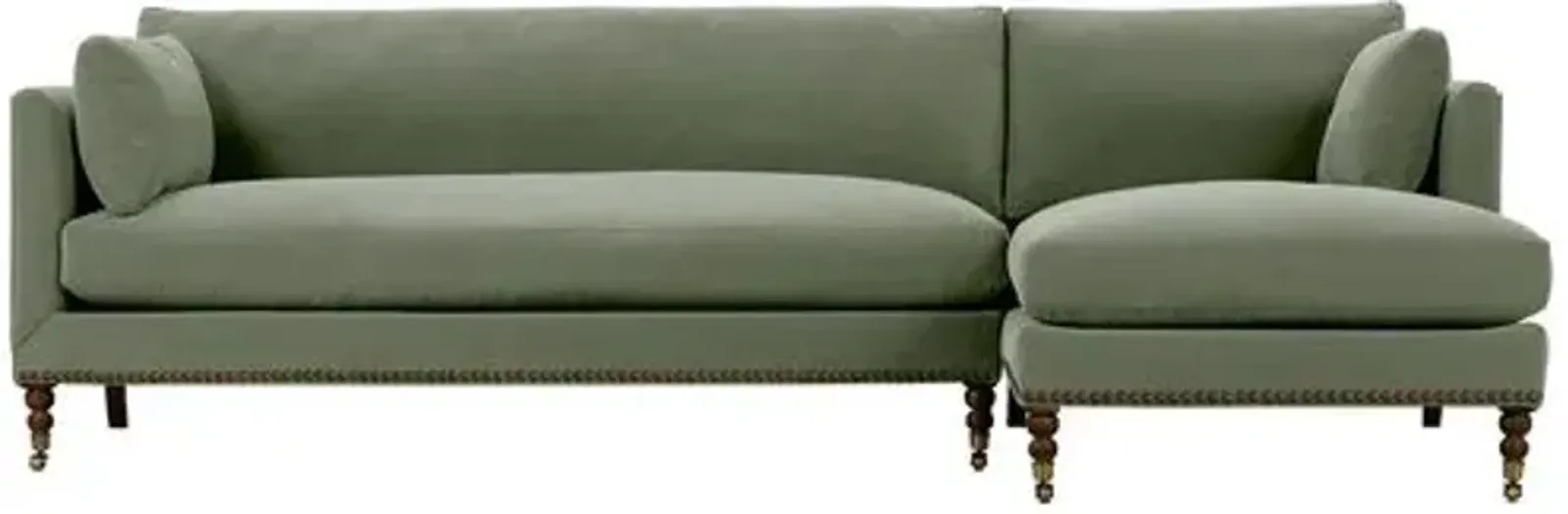 Margot Velvet Sectional Chaise - Green - Comfortable, Sturdy, Stylish