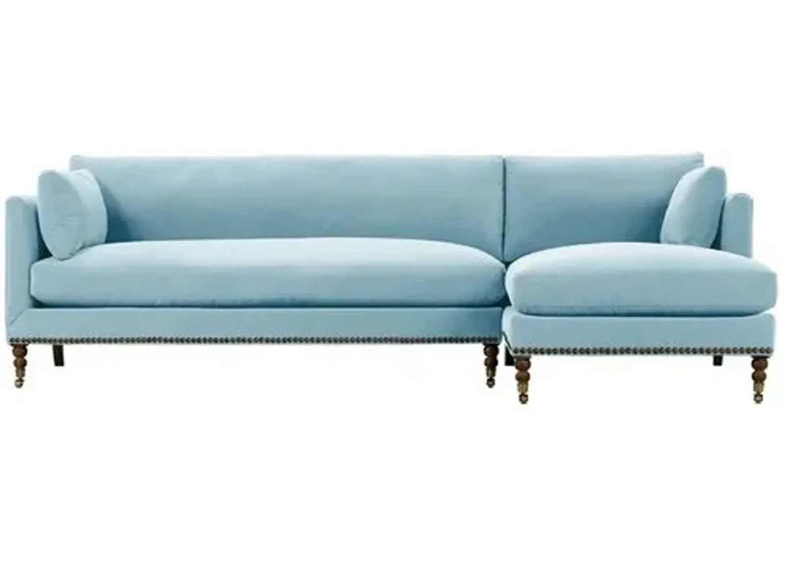 Margot Velvet Sectional Chaise - Blue - Comfortable, Sturdy, Stylish