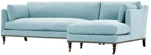 Margot Velvet Sectional Chaise - Blue - Comfortable, Sturdy, Stylish