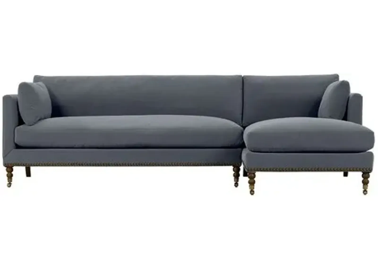 Margot Velvet Sectional Chaise - Gray - Comfortable, Sturdy, Stylish