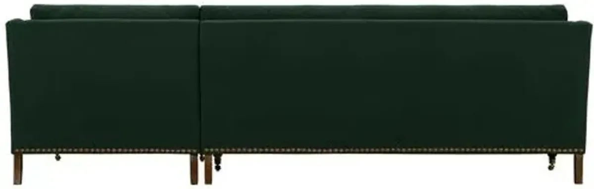 Margot Velvet Sectional Chaise - Green - Comfortable, Sturdy, Stylish