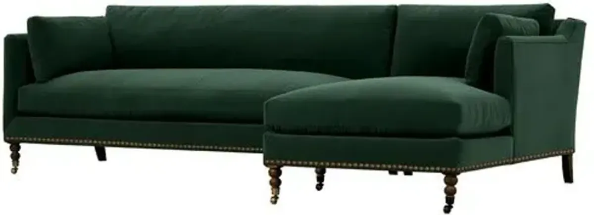 Margot Velvet Sectional Chaise - Green - Comfortable, Sturdy, Stylish