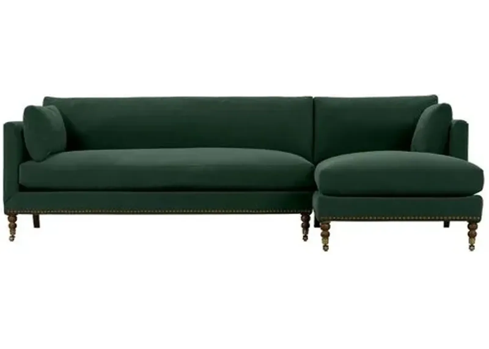 Margot Velvet Sectional Chaise - Green - Comfortable, Sturdy, Stylish