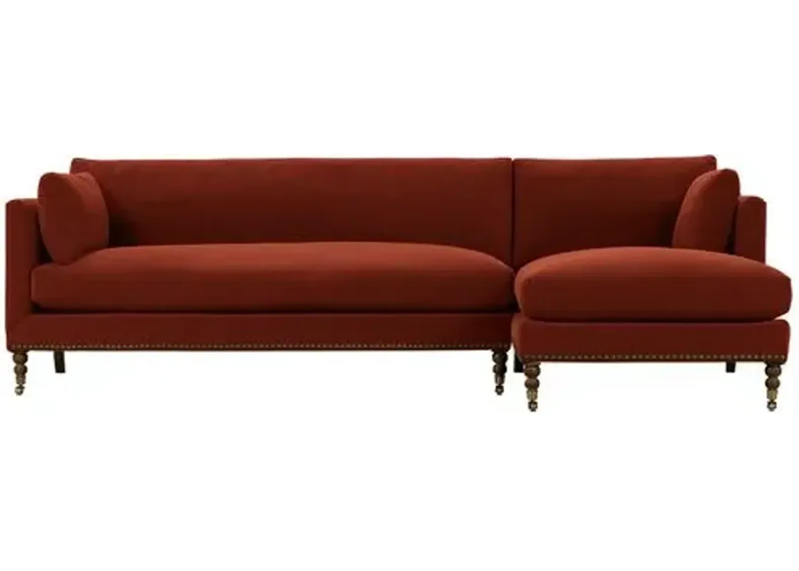 Margot Velvet Sectional Chaise - Orange - Comfortable, Sturdy, Stylish