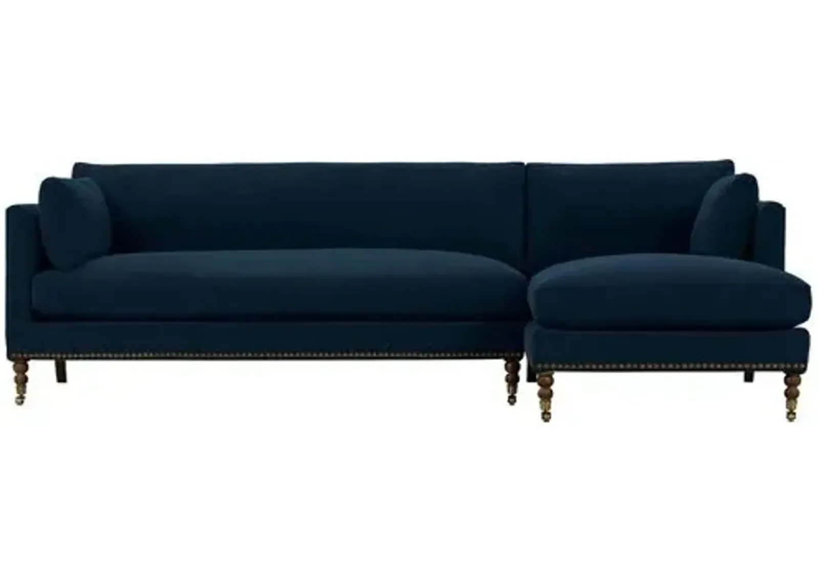 Margot Velvet Sectional Chaise - Blue - Comfortable, Sturdy, Stylish