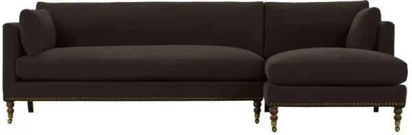 Margot Velvet Sectional Chaise - Brown - Comfortable, Sturdy, Stylish