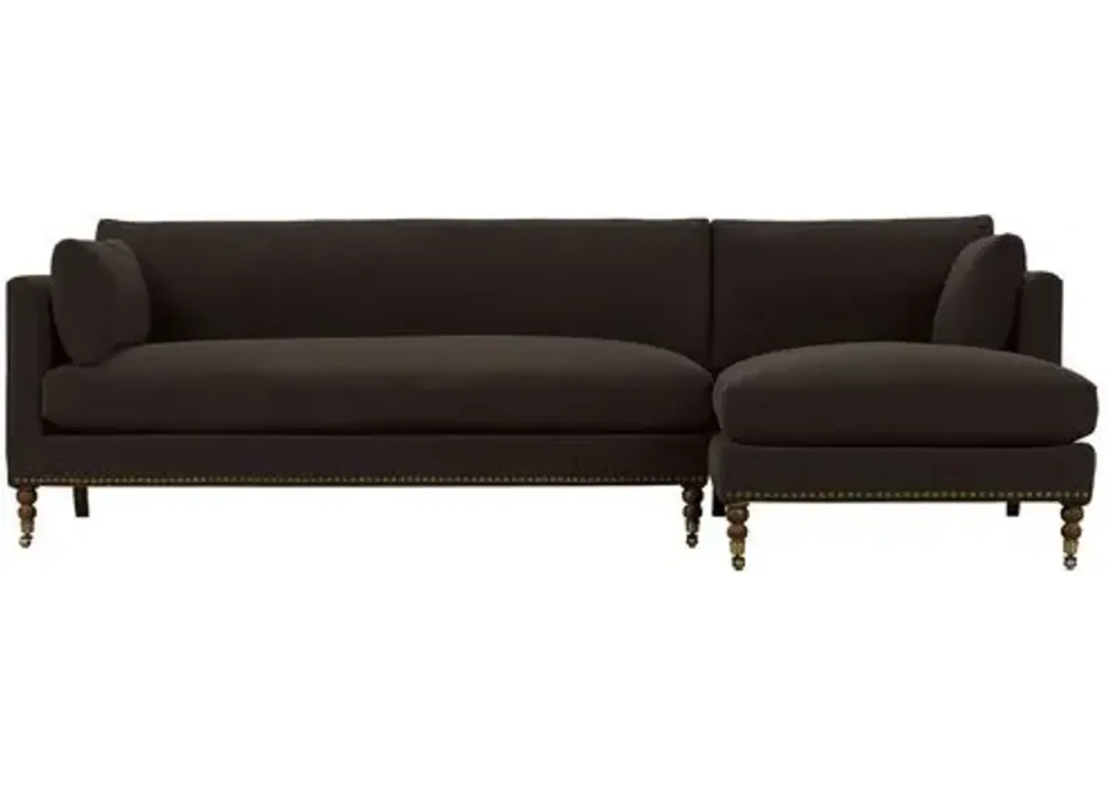 Margot Velvet Sectional Chaise - Brown - Comfortable, Sturdy, Stylish