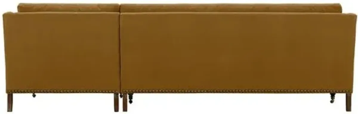 Margot Velvet Sectional Chaise - Brown - Comfortable, Sturdy, Stylish