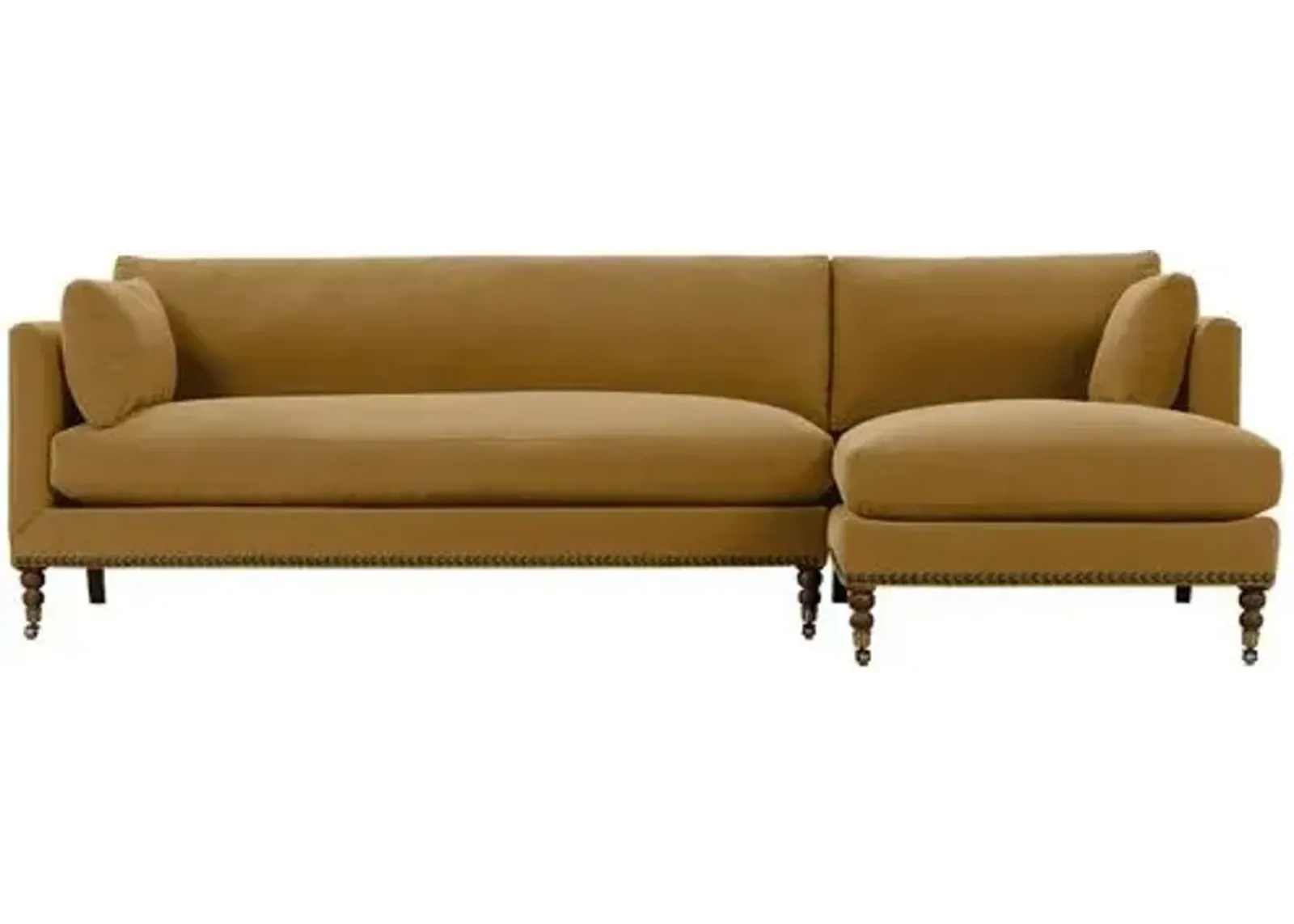 Margot Velvet Sectional Chaise - Brown - Comfortable, Sturdy, Stylish