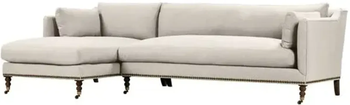 Margot Linen-Blend Sectional Chaise - Beige - Comfortable, Sturdy, Stylish