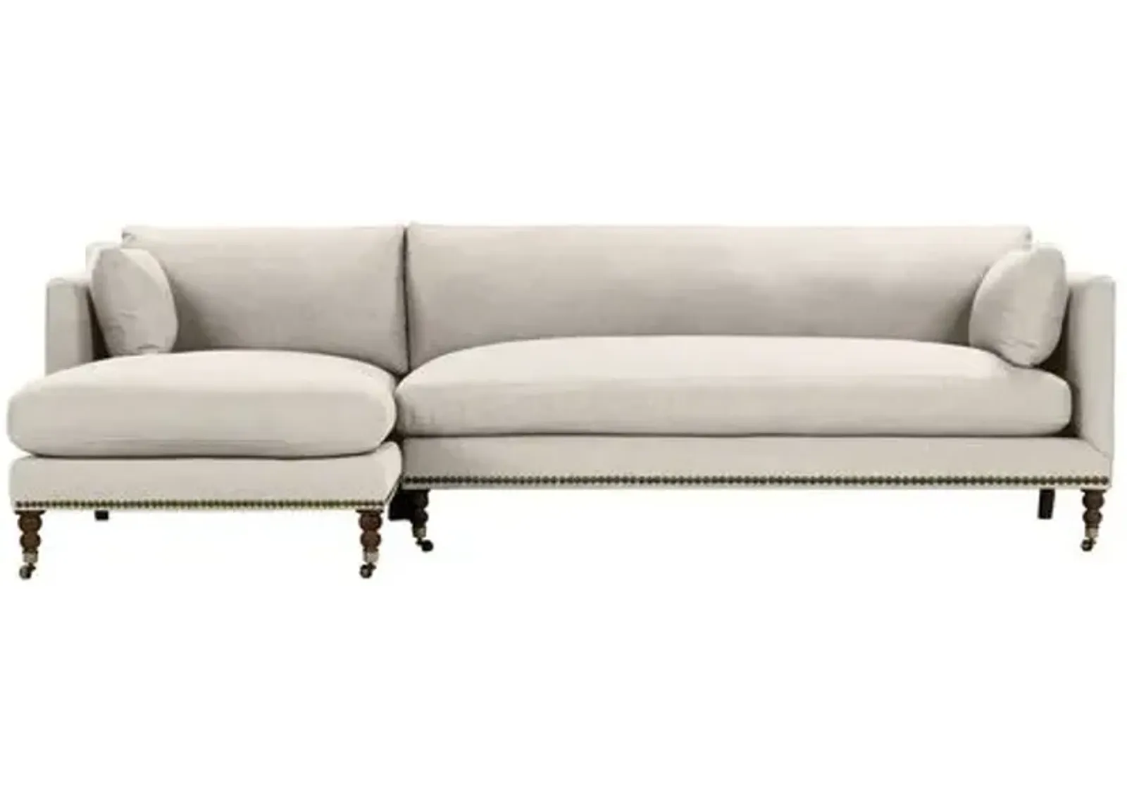 Margot Linen-Blend Sectional Chaise - Beige - Comfortable, Sturdy, Stylish