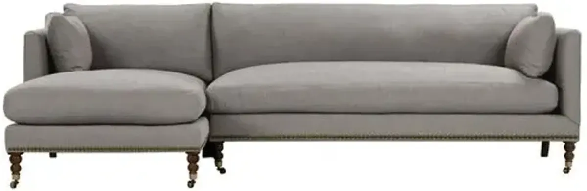 Margot Linen-Blend Sectional Chaise - Gray - Comfortable, Sturdy, Stylish