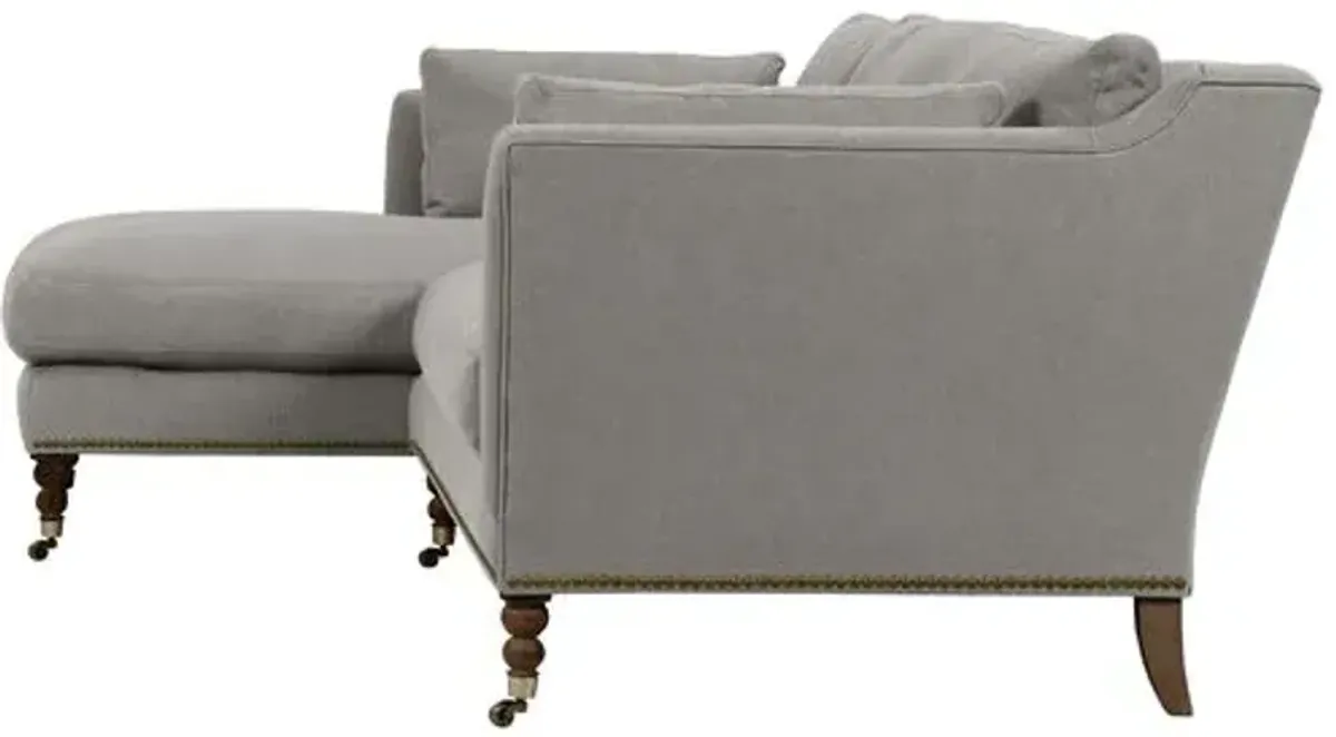 Margot Linen-Blend Sectional Chaise - Gray - Comfortable, Sturdy, Stylish