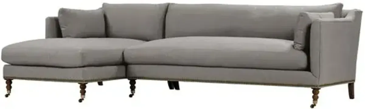 Margot Performance Linen-Blend Sectional Chaise - Gray - Comfortable, Sturdy, Stylish