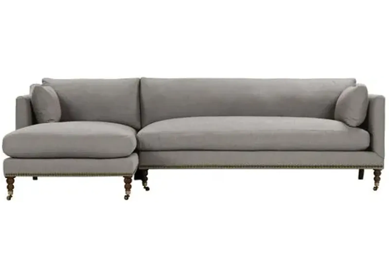 Margot Linen-Blend Sectional Chaise - Gray - Comfortable, Sturdy, Stylish