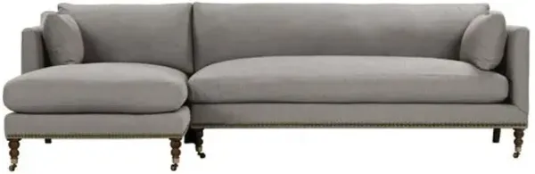 Margot Performance Linen-Blend Sectional Chaise - Gray - Comfortable, Sturdy, Stylish
