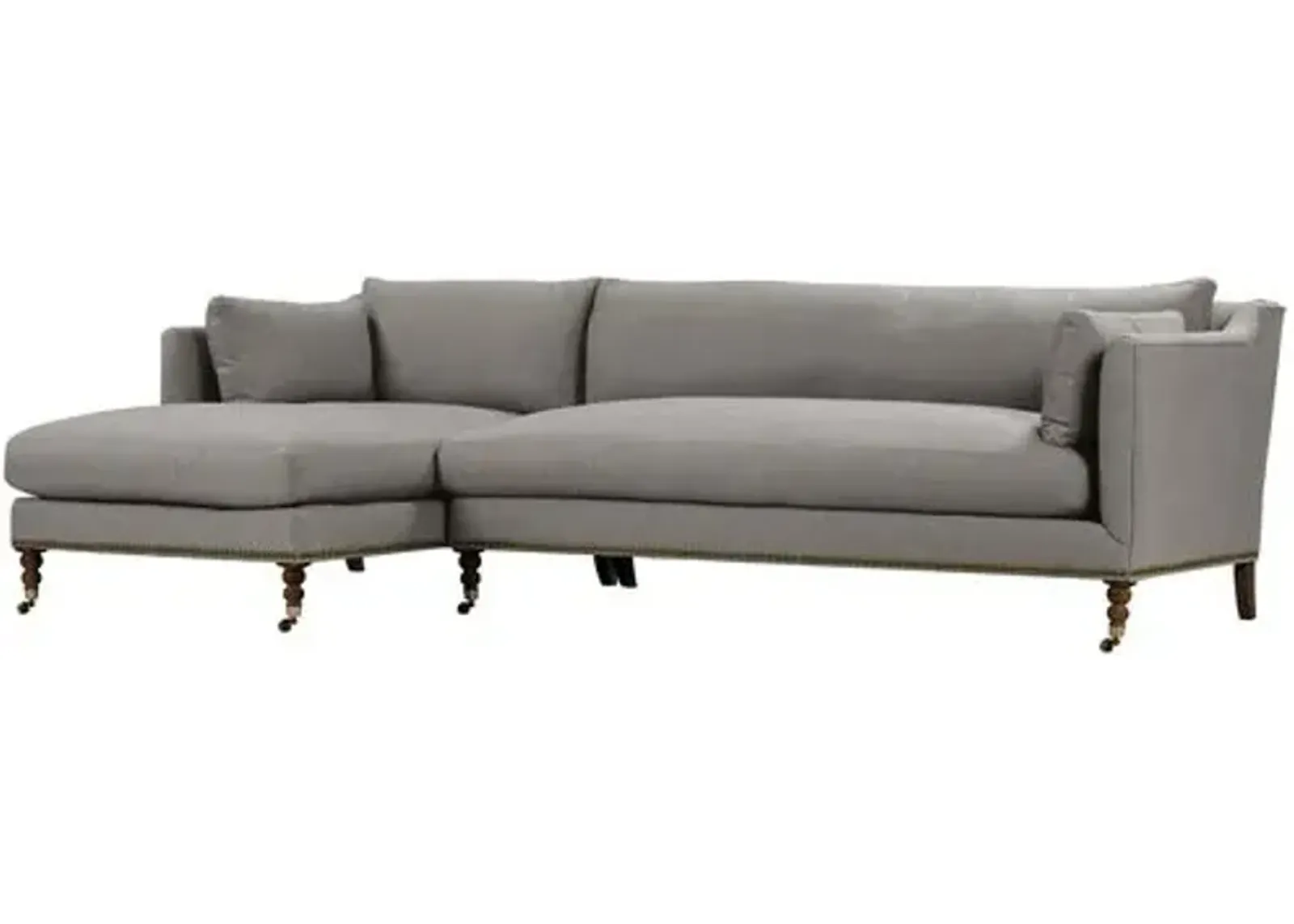 Margot Linen-Blend Sectional Chaise - Gray - Comfortable, Sturdy, Stylish