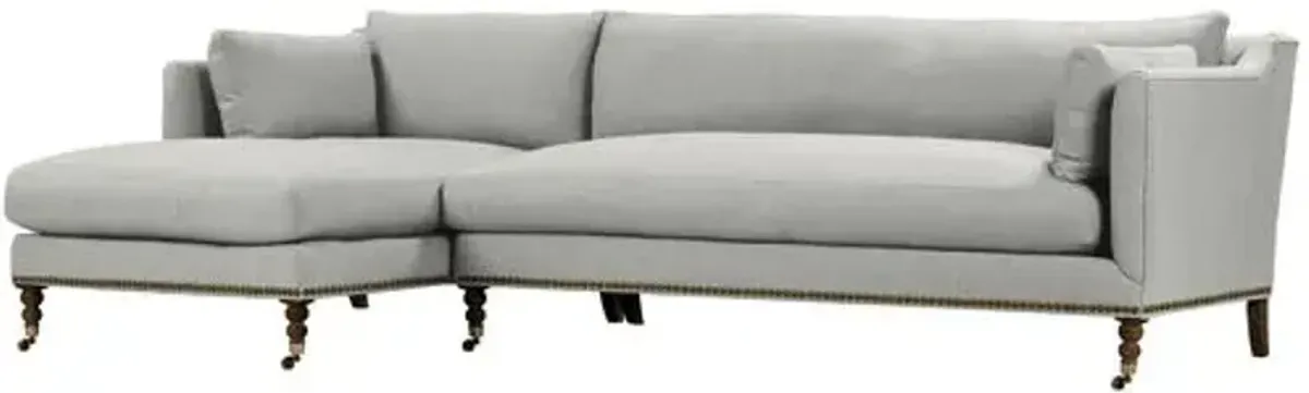 Margot Linen-Blend Sectional Chaise - Gray - Comfortable, Sturdy, Stylish