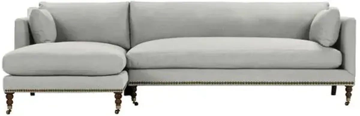 Margot Linen-Blend Sectional Chaise - Gray - Comfortable, Sturdy, Stylish