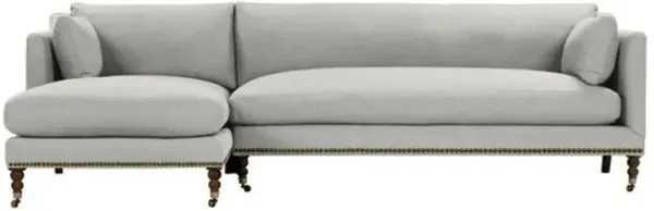 Margot Performance Linen-Blend Sectional Chaise - Gray - Comfortable, Sturdy, Stylish