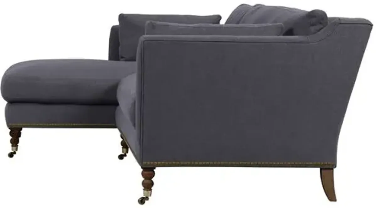 Margot Linen-Blend Sectional Chaise - Blue - Comfortable, Sturdy, Stylish