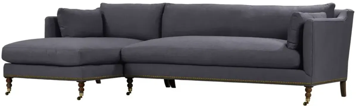 Margot Performance Linen-Blend Sectional Chaise - Blue - Comfortable, Sturdy, Stylish