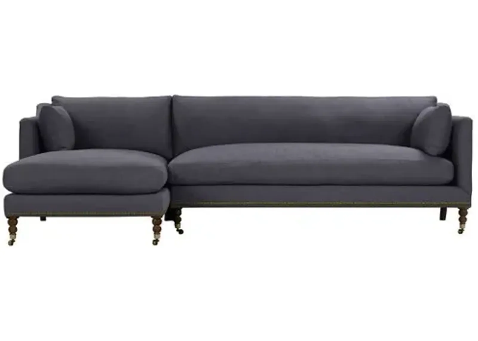 Margot Linen-Blend Sectional Chaise - Blue - Comfortable, Sturdy, Stylish