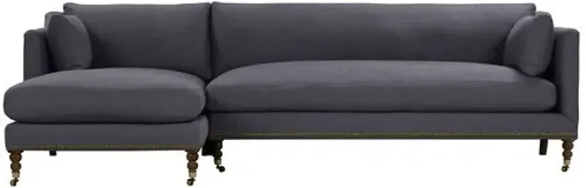 Margot Linen-Blend Sectional Chaise - Blue - Comfortable, Sturdy, Stylish