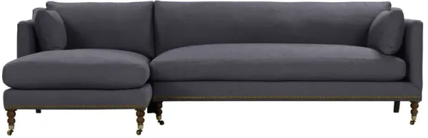 Margot Performance Linen-Blend Sectional Chaise - Blue - Comfortable, Sturdy, Stylish