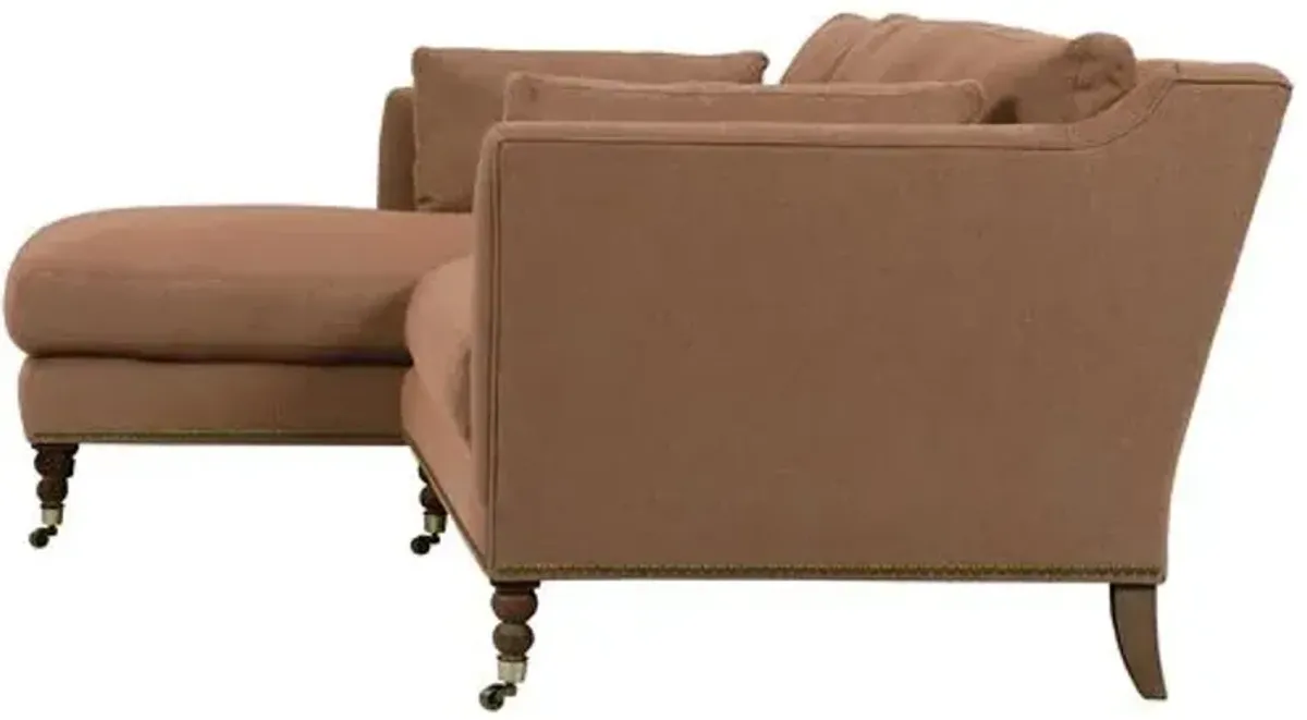 Margot Linen-Blend Sectional Chaise - Brown - Comfortable, Sturdy, Stylish