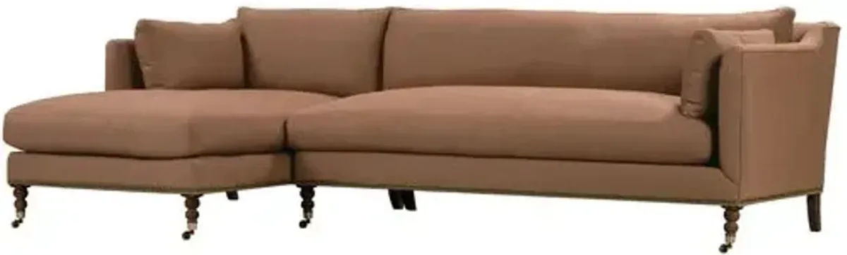 Margot Linen-Blend Sectional Chaise - Brown - Comfortable, Sturdy, Stylish