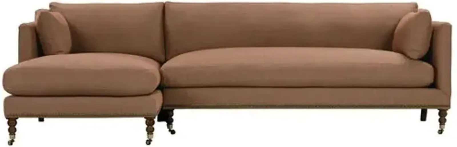 Margot Linen-Blend Sectional Chaise - Brown - Comfortable, Sturdy, Stylish