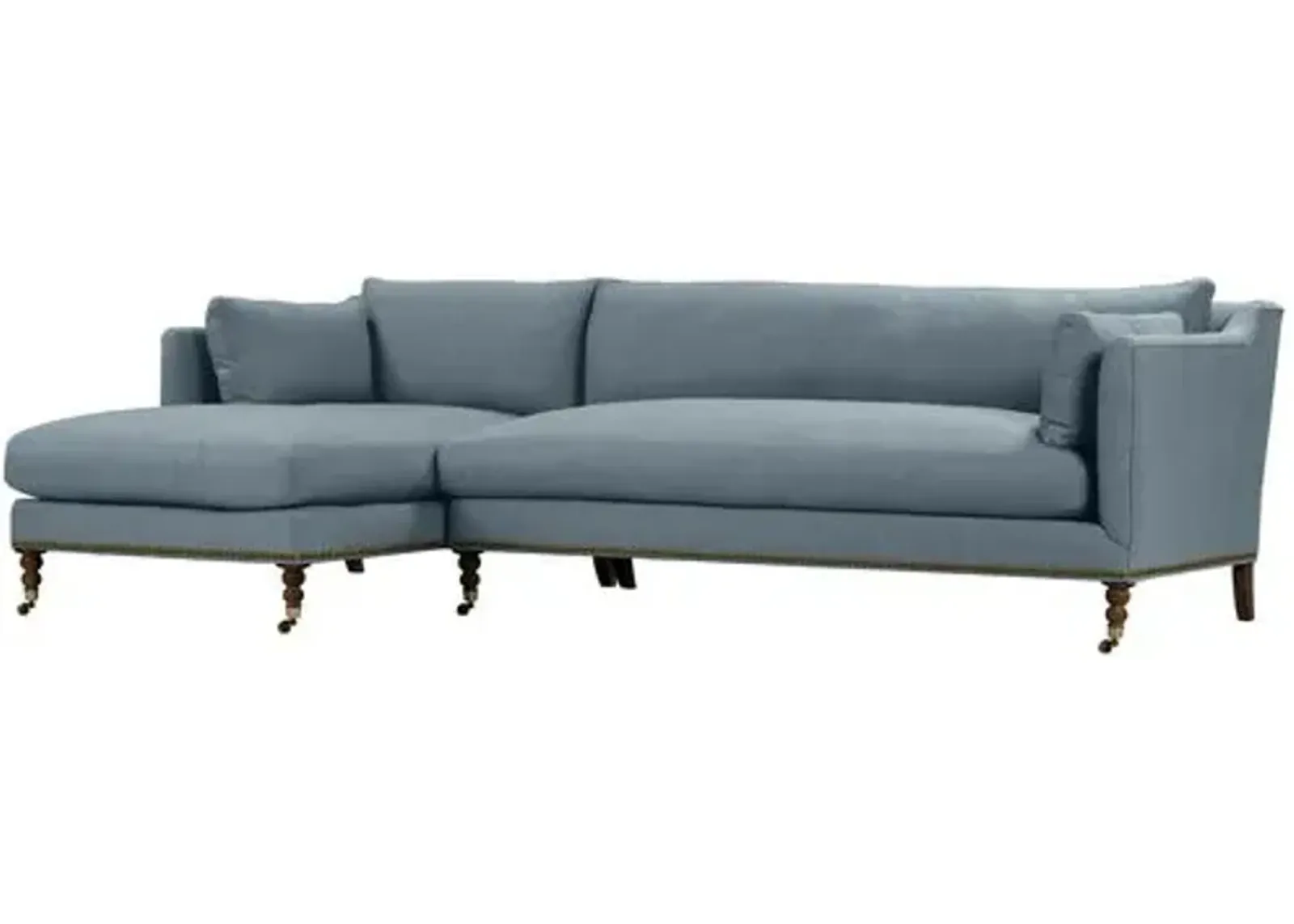 Margot Linen-Blend Sectional Chaise - Blue - Comfortable, Sturdy, Stylish