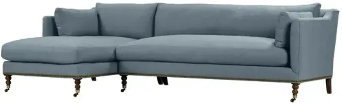 Margot Linen-Blend Sectional Chaise - Blue - Comfortable, Sturdy, Stylish