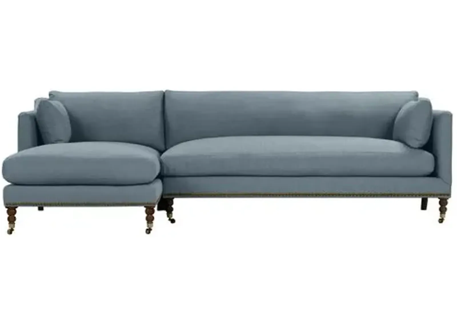 Margot Linen-Blend Sectional Chaise - Blue - Comfortable, Sturdy, Stylish