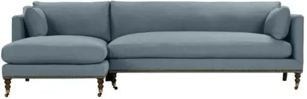 Margot Performance Linen-Blend Sectional Chaise - Blue - Comfortable, Sturdy, Stylish