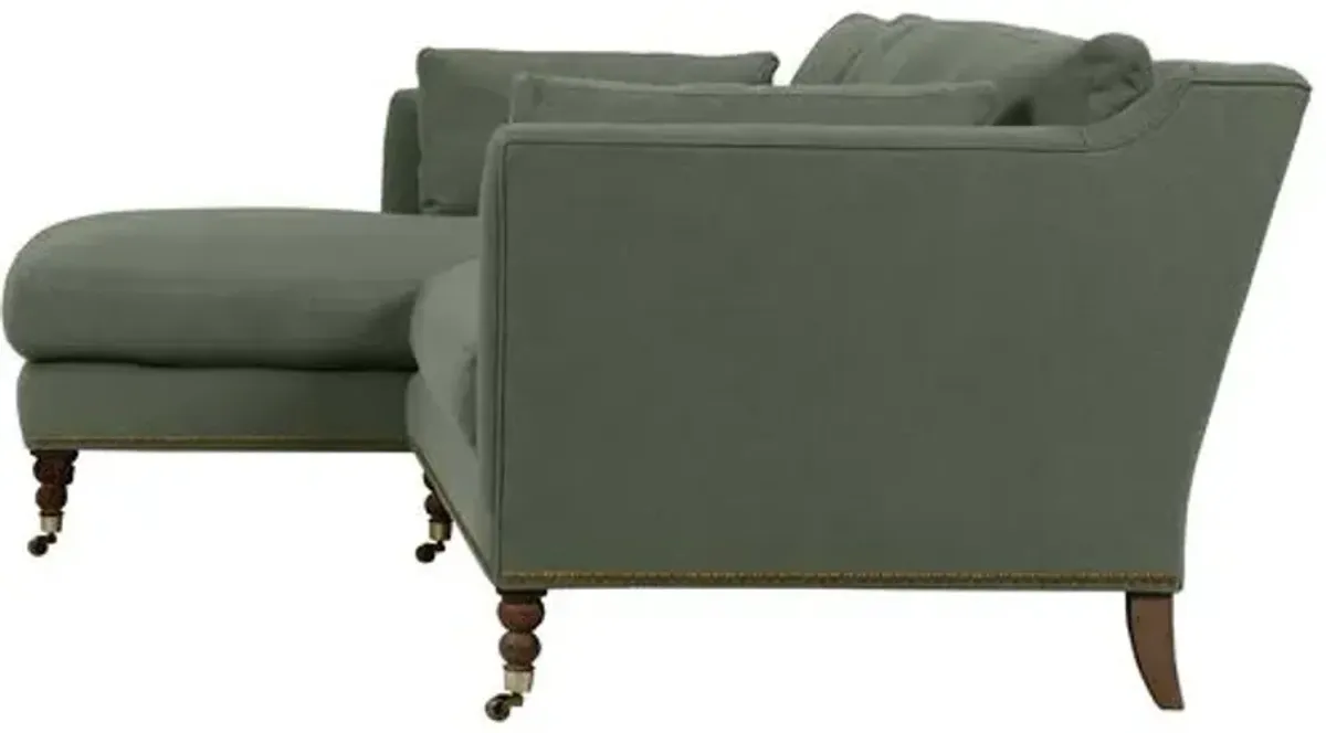 Margot Linen-Blend Sectional Chaise - Green - Comfortable, Sturdy, Stylish