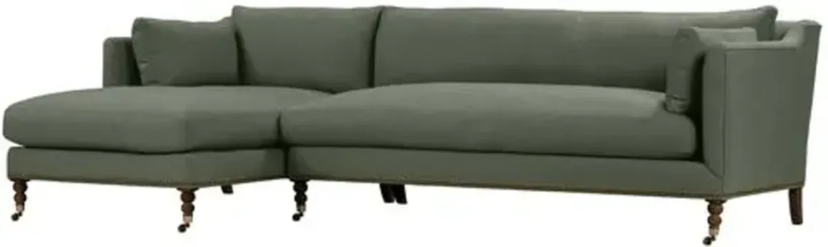 Margot Linen-Blend Sectional Chaise - Green - Comfortable, Sturdy, Stylish