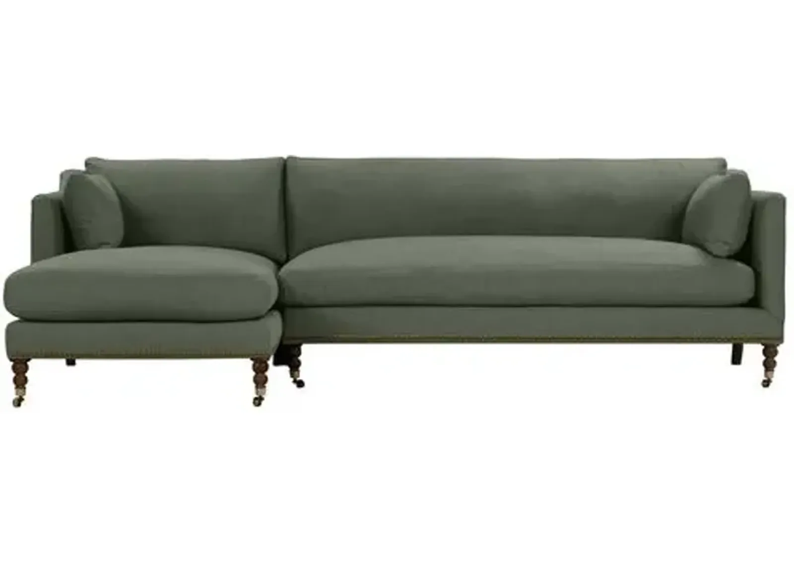 Margot Linen-Blend Sectional Chaise - Green - Comfortable, Sturdy, Stylish