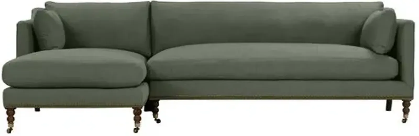 Margot Linen-Blend Sectional Chaise - Green - Comfortable, Sturdy, Stylish