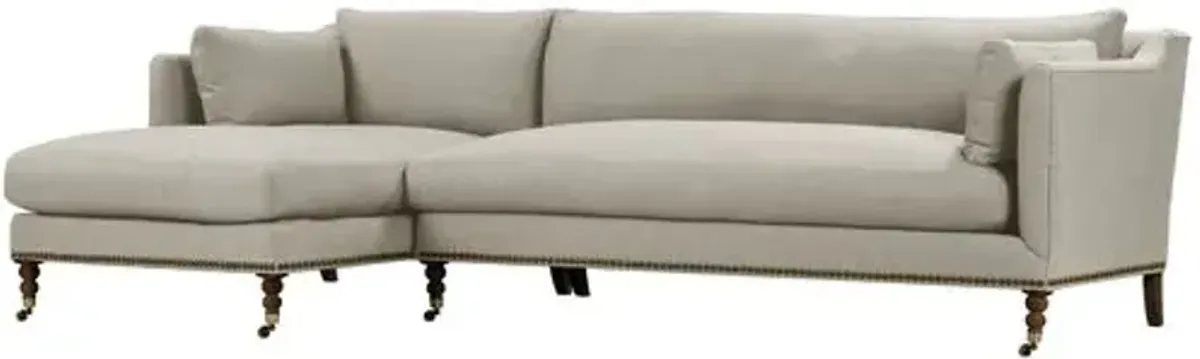 Margot Linen-Blend Sectional Chaise - Gray - Comfortable, Sturdy, Stylish