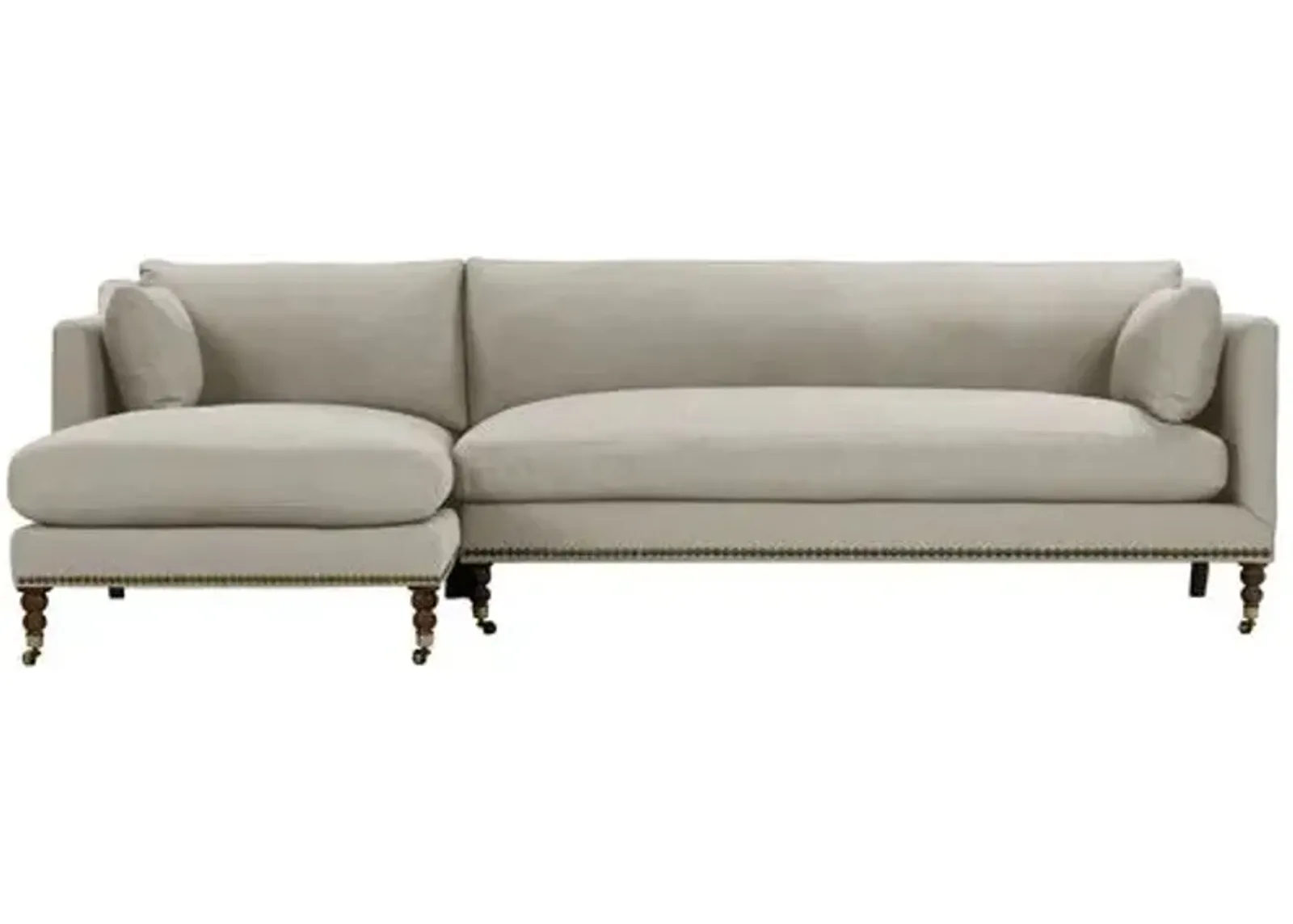 Margot Linen-Blend Sectional Chaise - Gray - Comfortable, Sturdy, Stylish